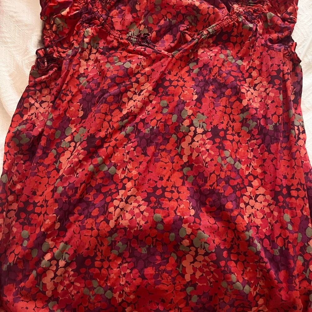 Old Navy Red and Pink Floral Blouse